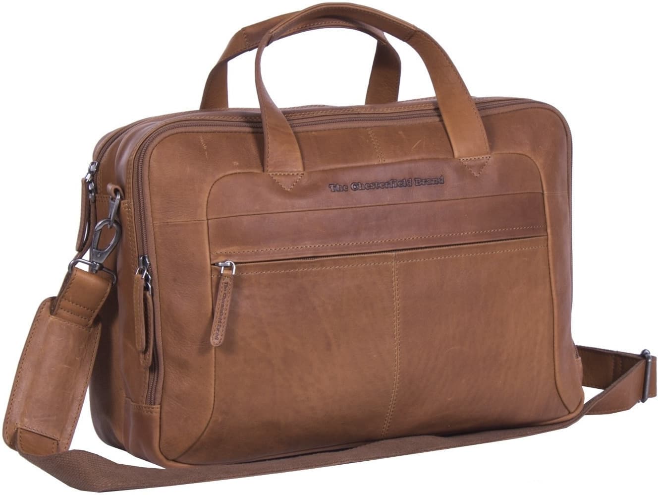 The Chesterfield Brand Ryan -datorväska för bärbar dator på 17 tum, konjak