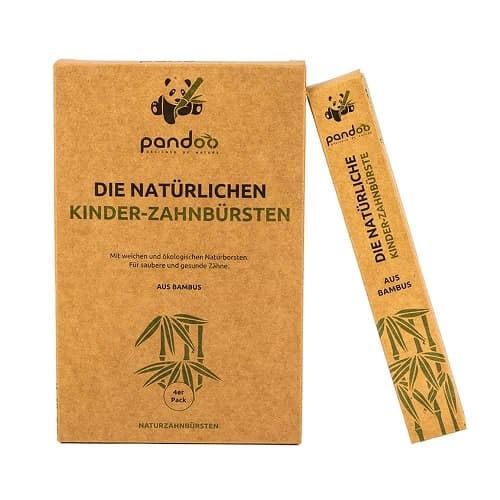 Pandoo - Tandborstar i bambu för barn, 4-pack