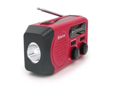 Denver SCR-2010 FM/AM-radio med vev, solcell och ficklampa - Röd
