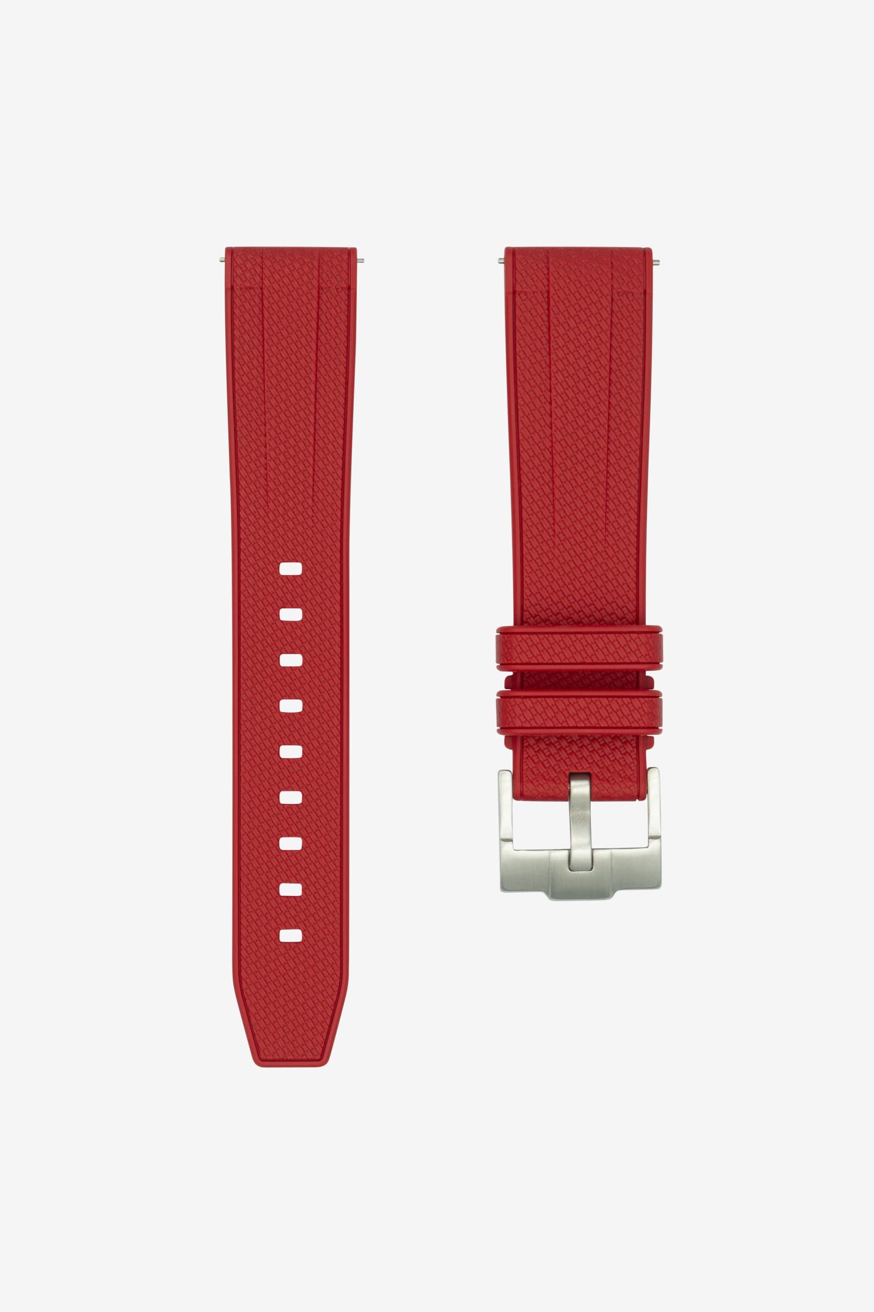 Klockarmband i gummi med raka ändar 20mm-22mm - Monaco - Röd - 22mm