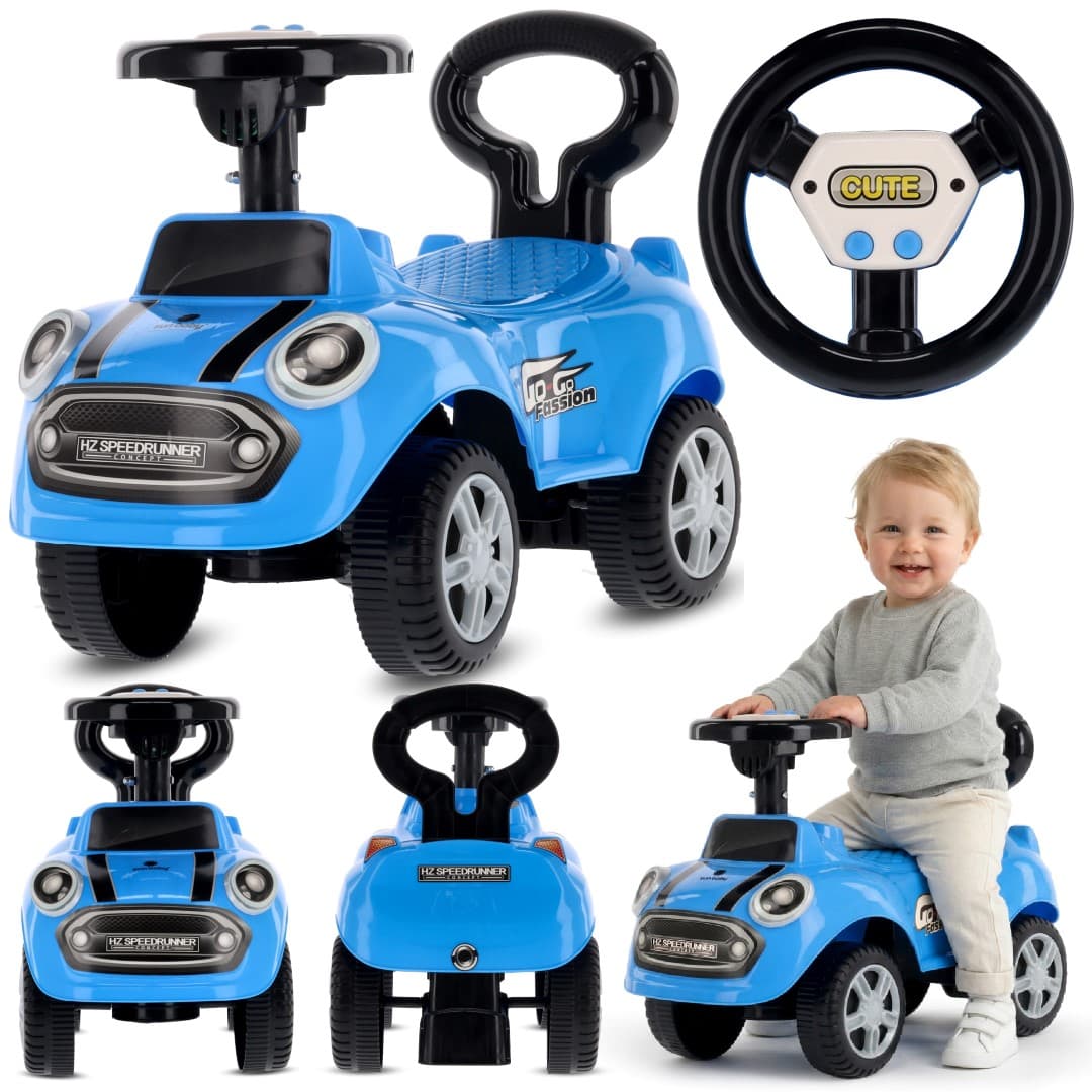 Sun Baby gåbil/puttebil GO GO Fashion blå, 12m+, ratt med ljud, max 25 kg