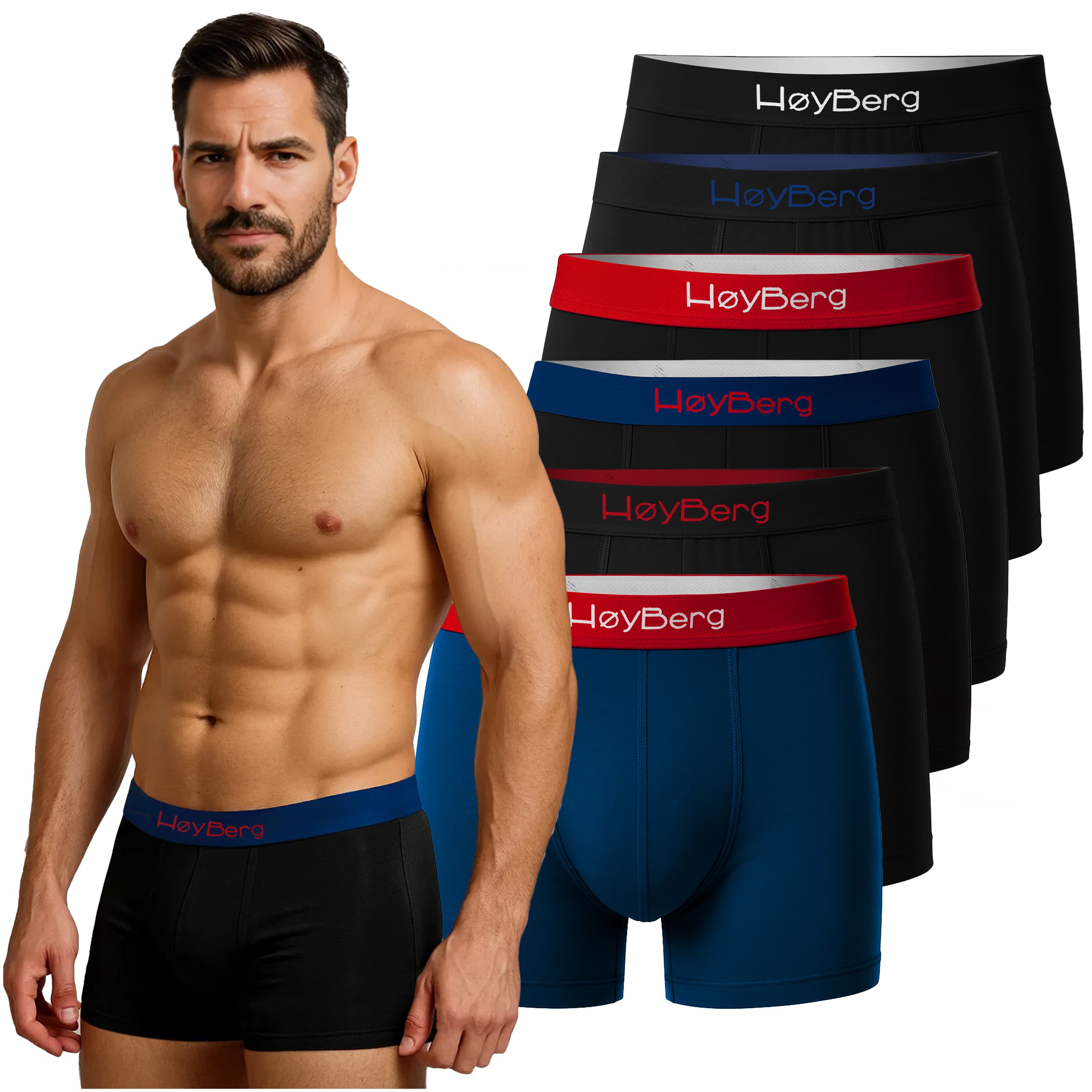 HøyBerg herr boxershorts 6 pack, bomull stretch, Scandinavian style L