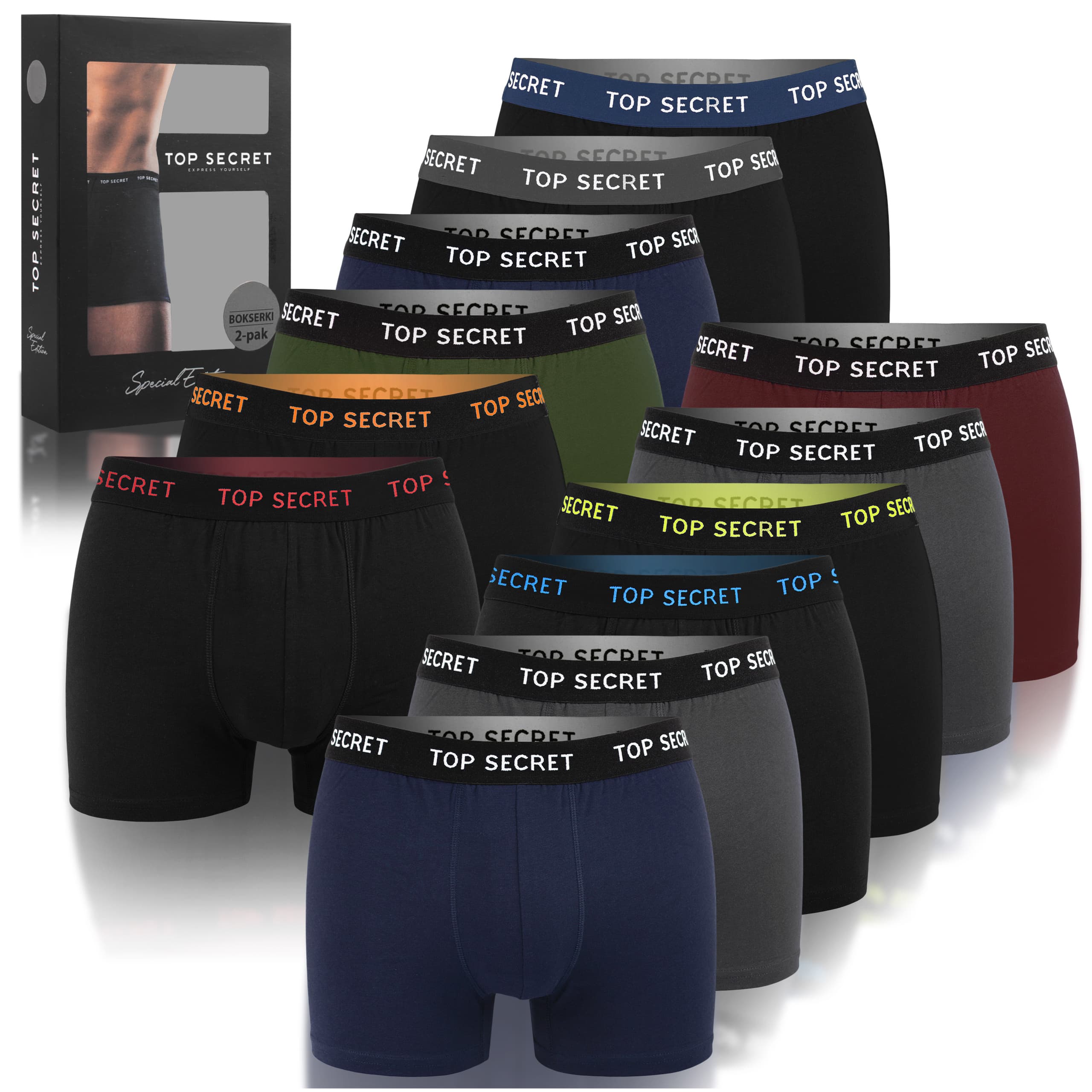 TOP SECRET underkläder boxershorts herr 12 pack bomull stretch färgmix M