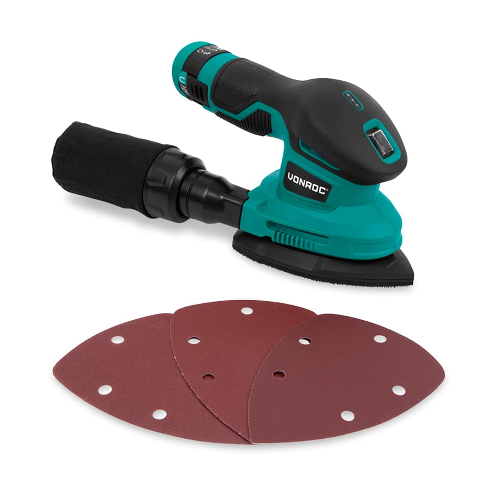Batteridriven Slipmaskin 12V | Inkl. Batteri, USB-C-kabel och Slippapper