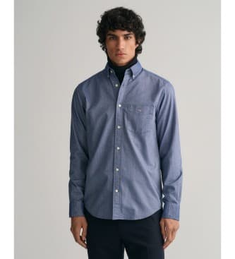 Gant för män. 3000200 Oxfordskjorta med normal passform blå (XXL), Casual, Bomull, Klassisk, Lång ärm