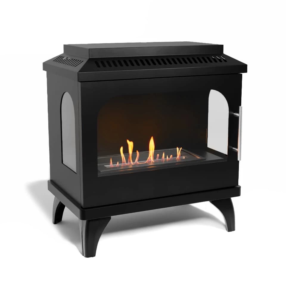 Atlanta Enkel Bioetanolspis från ScandiFlames - Pulverlackerad Svart Finish - modern design