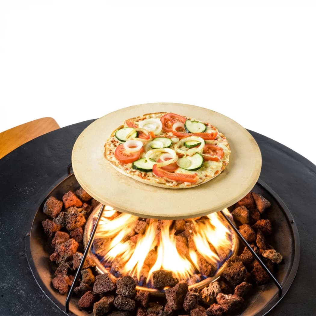 Happy Cocooning Pizzasten - Förbered pizzor på ditt eldbord - diameter på 35,8 cm och höjd på 1 cm - utomhusmatlagning - autentisk