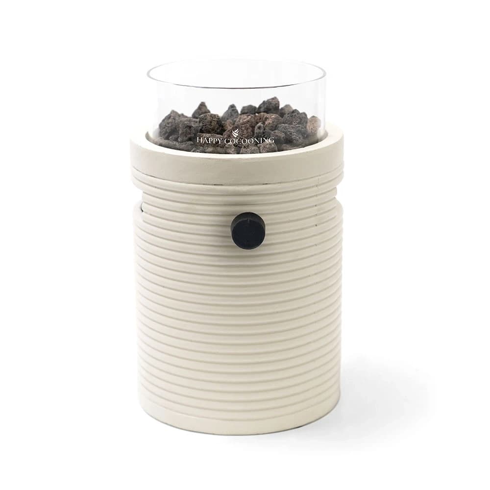 Lumi Groove Oyster Beige Bordsskamin Gasolkamin av Happy Cocooning – Räfflad Komposit 1,98 kW – Kompatibel med EN417