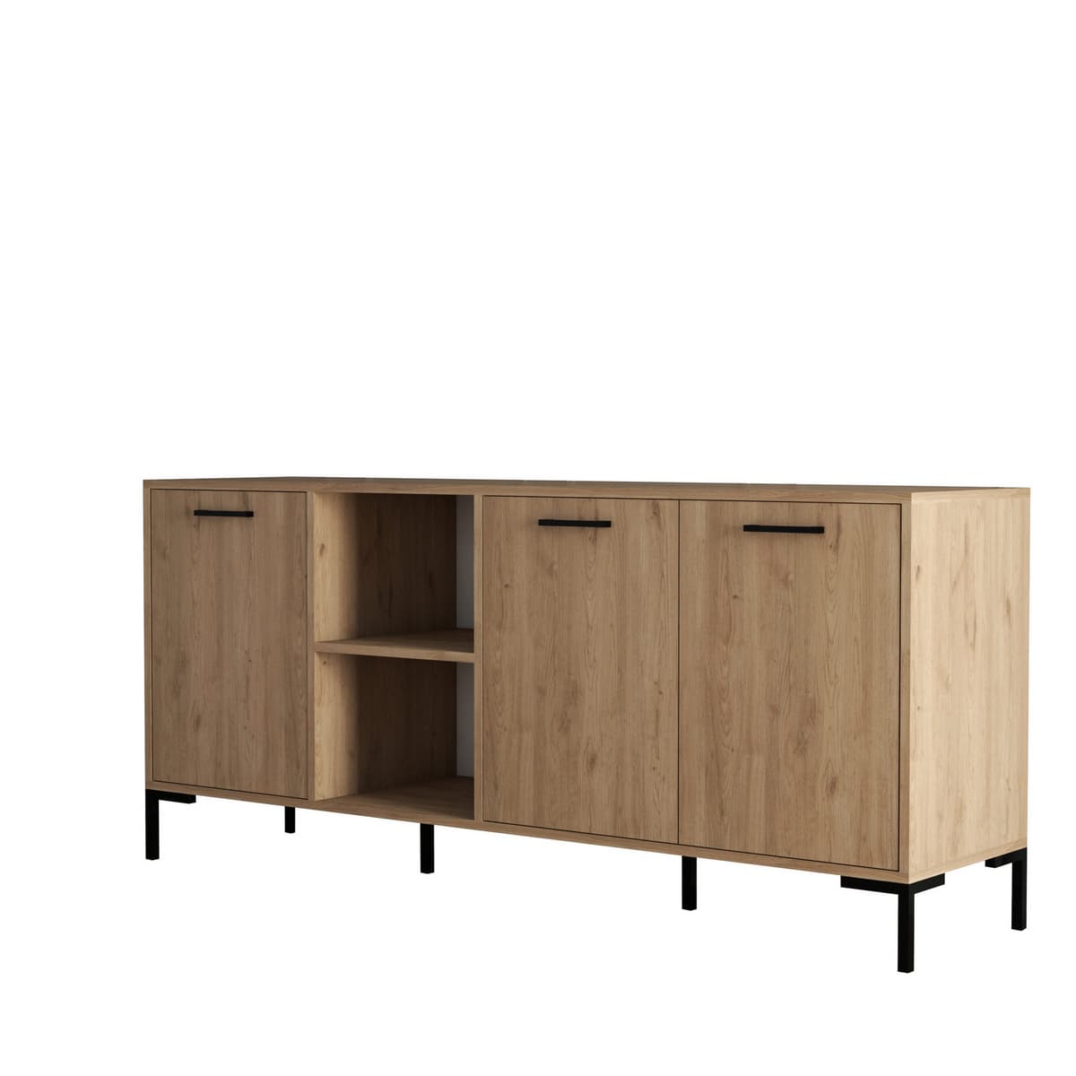 Norda Design Modernt konsolbord i ek med metallben, 180x80x45 cm | 100% melaminbelagt, väggmonterbart, stilren design