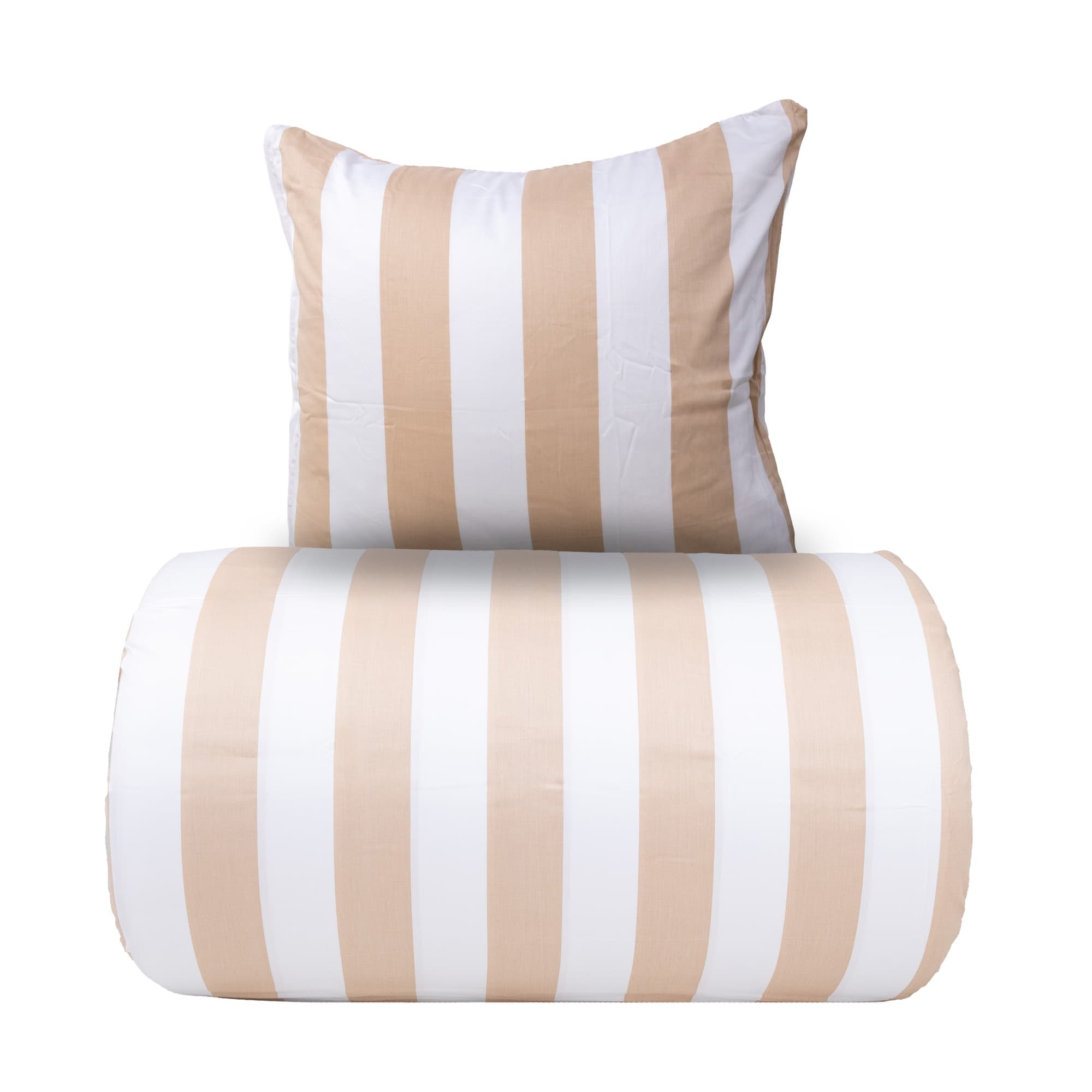 Dubbelt påslakanset 240x220 cm - 100% bomullssatin - Nordic Stripe - Breda naturfärgade ränder