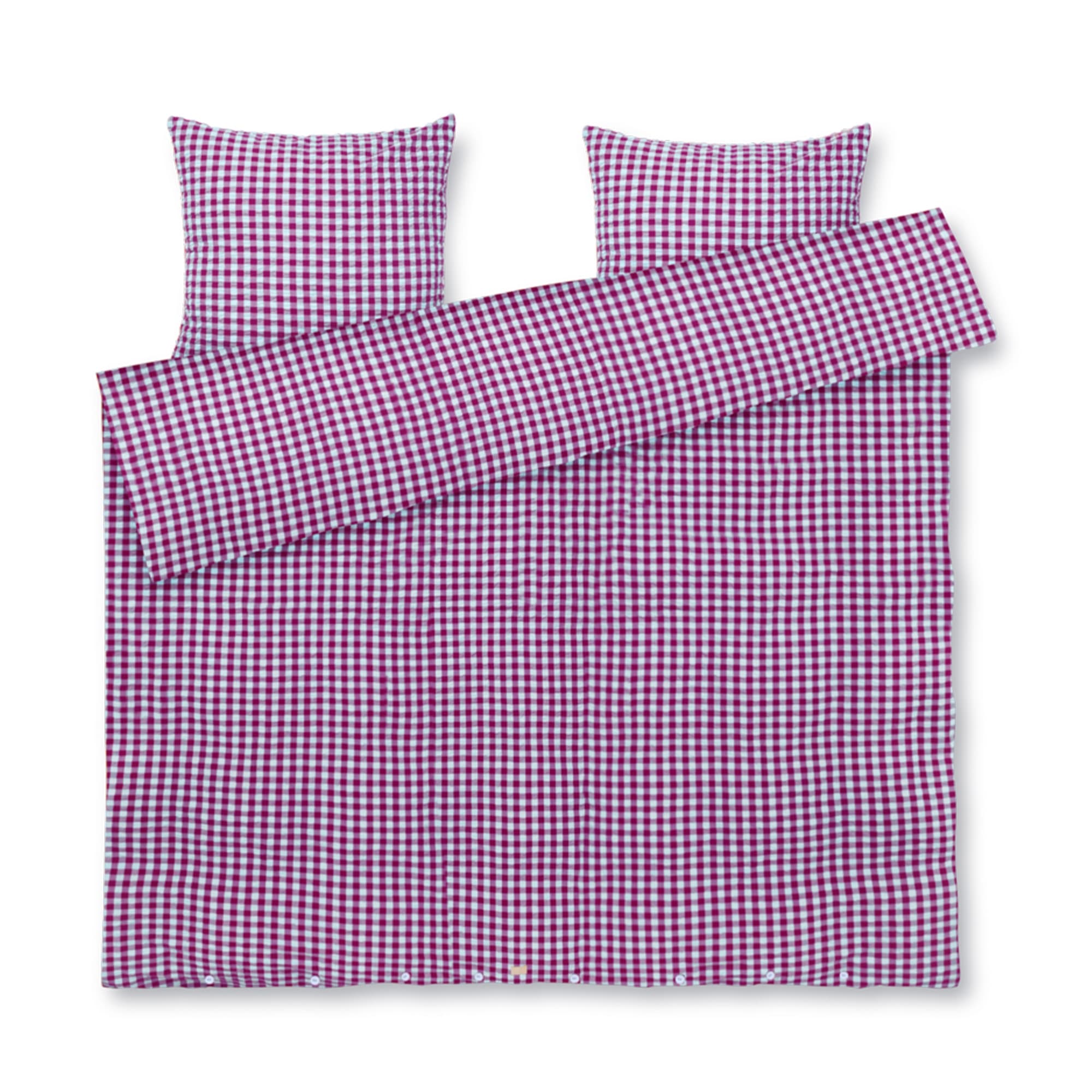 JUNA dubbelt påslakanset 200x220 cm - 100% ekologisk bomull - Kreppsängkläder fuchia