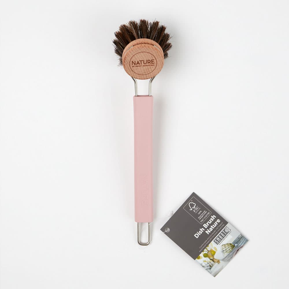 Diskborste Nature med Silikonhandtag Rosa