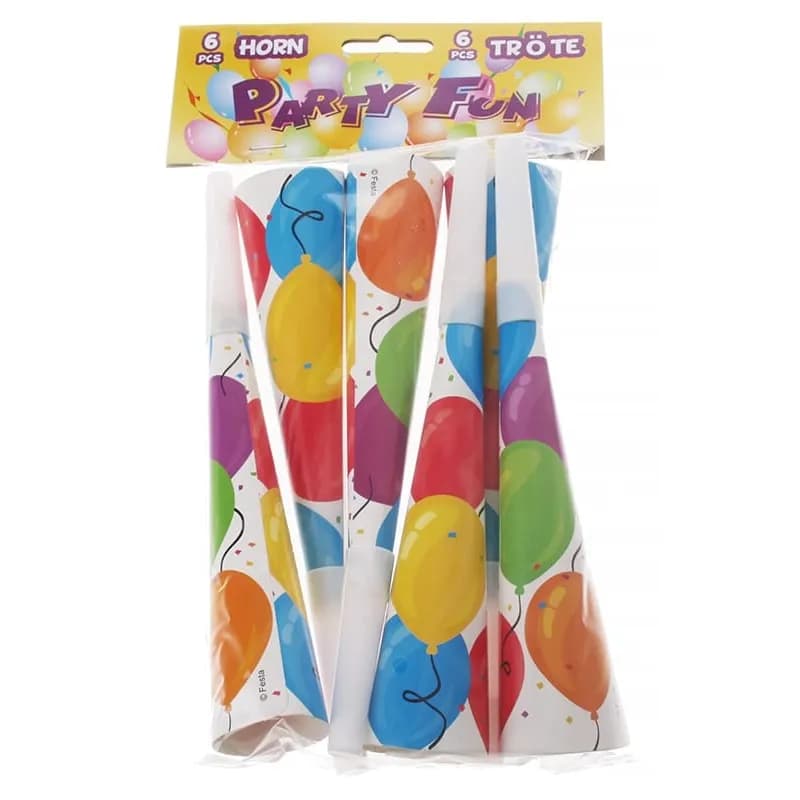 Födelsedagstrumpet 20 cm 6-pack