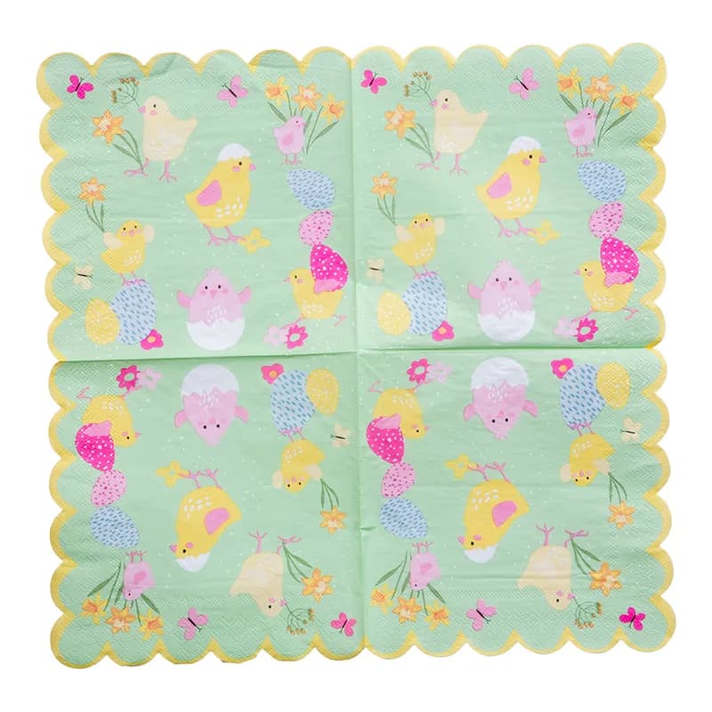 Glad Påsk Servetter med Kycklingmotiv 33 cm 16-pack