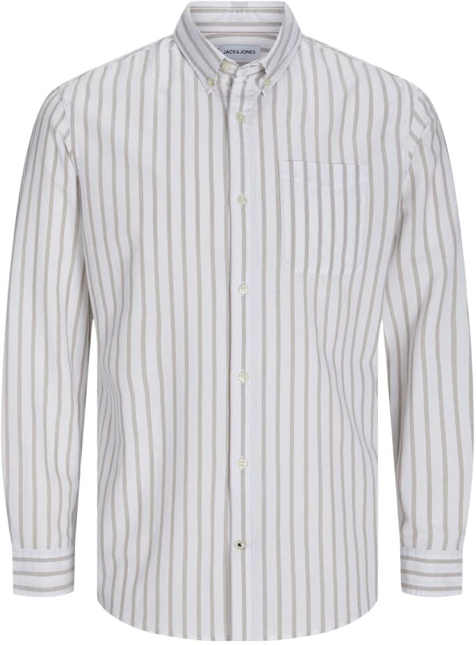 8XL - Skjorta i stora storlekar - Jack & Jones OXFORD LS Shirt Striped White