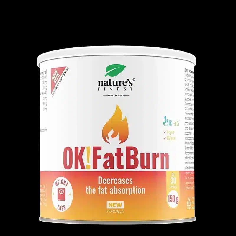 Nature's Finest OK!FatBurn | ID-alG algextrakt för kolhydrat- och fettomsättning | L‑karnitin, L‑tyrosin + C‑vitamin för metabolism +