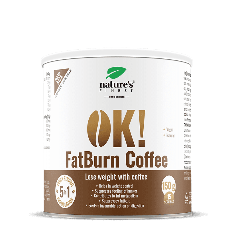 Nature's Finest OK!FatBurn Coffee | funktionellt viktkaffe för aptitkontroll | L-karnitin + guarana för metabolism + energi