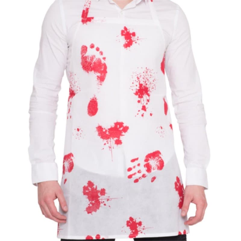 Blodigt Förkläde Vit Röd Polyester Skrämmande Halloween Maskerad One Size Dam
