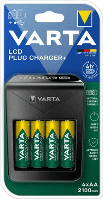 Varta LCD Plug Charger+ Inkl 4st laddbara AA