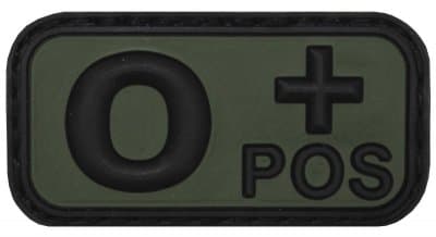 MFH Patch PVC Blodgrupp - Svart & Olivgrön (Blodgrupp: O Pos)