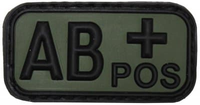 MFH Patch PVC Blodgrupp - Svart & Olivgrön (Blodgrupp: AB Pos)