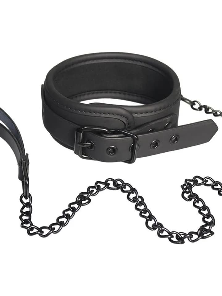 Dream Toys Blaze Collar & Chain Black Bondage Halsband & Koppel