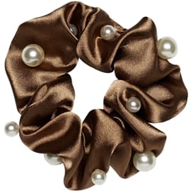 Beauty by Avalea Satin Scrunchie With Pearls Copper