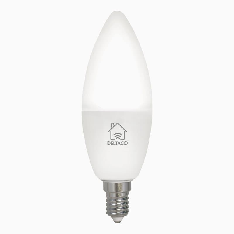 Deltaco Smart Home LED-lampa, E14, WiFi, 4,9W, 2700K–6500K, dimbar