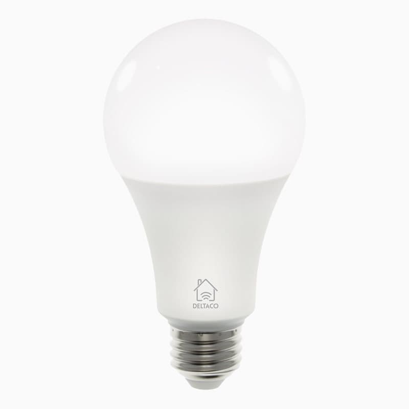 Deltaco Smart Home LED-lampa, E27, WiFi, 9W, 2700K–6500K, dimbar,vit