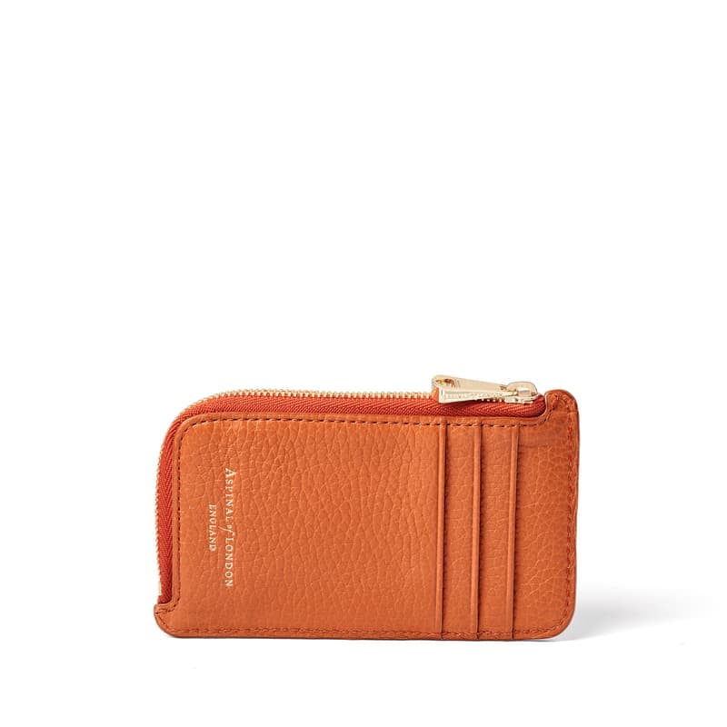 Aspinal of London Zipped Coin & Card Holder in Marmalade Pebble