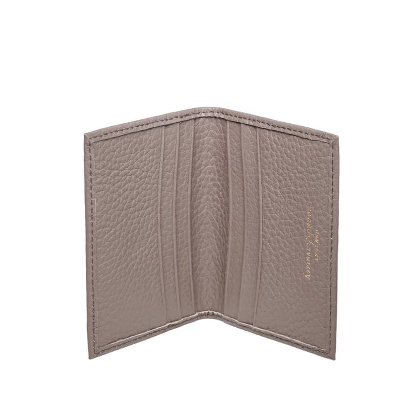 Aspinal of London Double Fold Credit Card Holder in Warm Grey Pebble