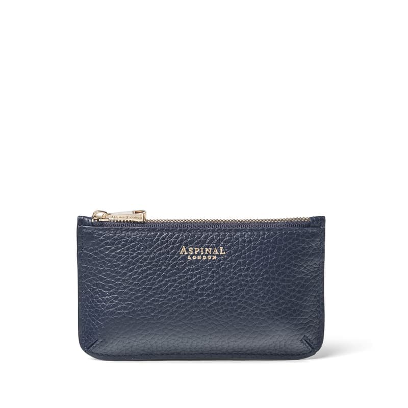 Aspinal of London Ella Card & Coin Holder in Navy Pebble