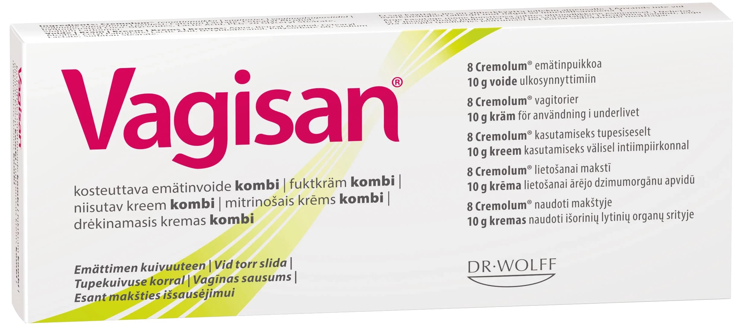 Vagisan Kombi Fuktkräm 10 g + Cremolum 8 st