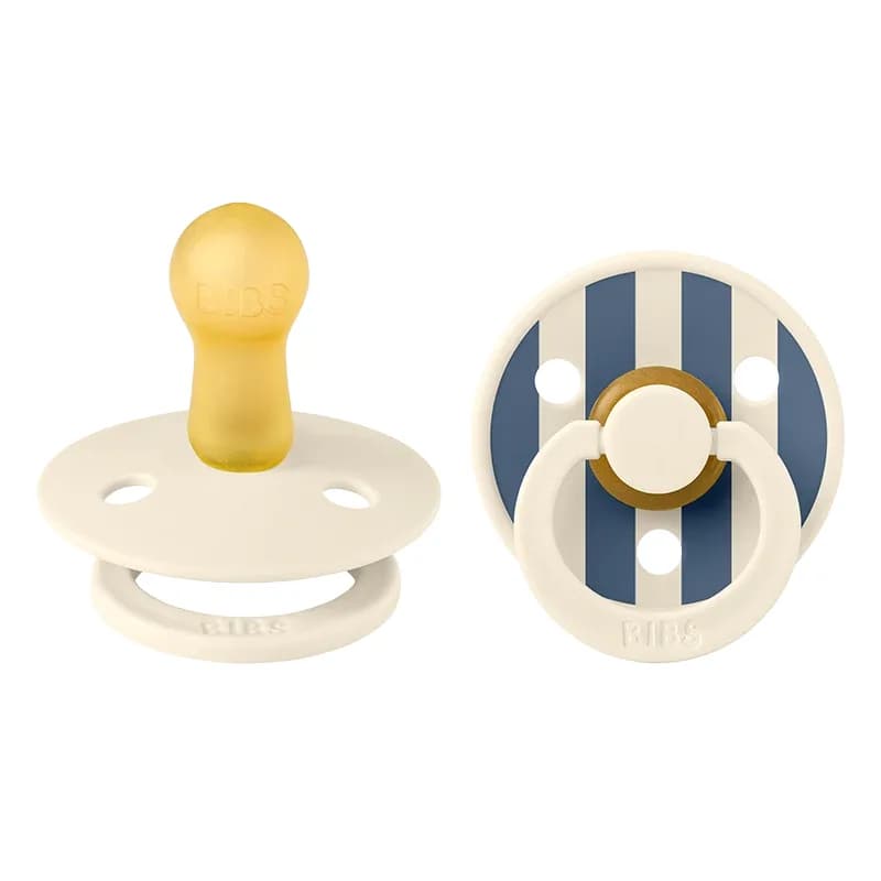 BIBS Pacifier Studio Colour Pin Latex Size 2 Ivory Steel Blue Mix 2-pack