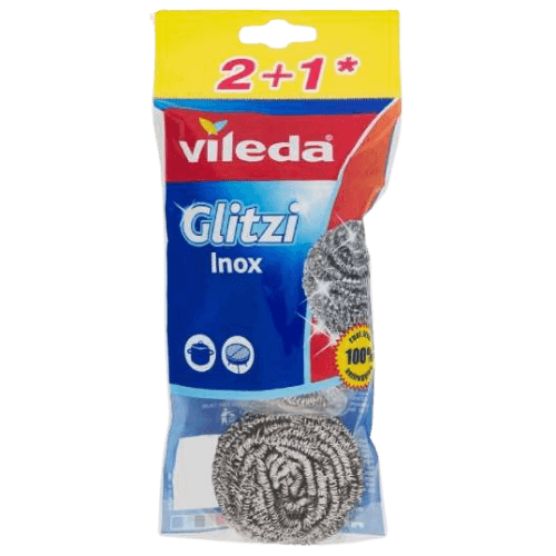 Vileda Glitzi Inox Skursvampar i Rostfritt Stål - 3 st.
