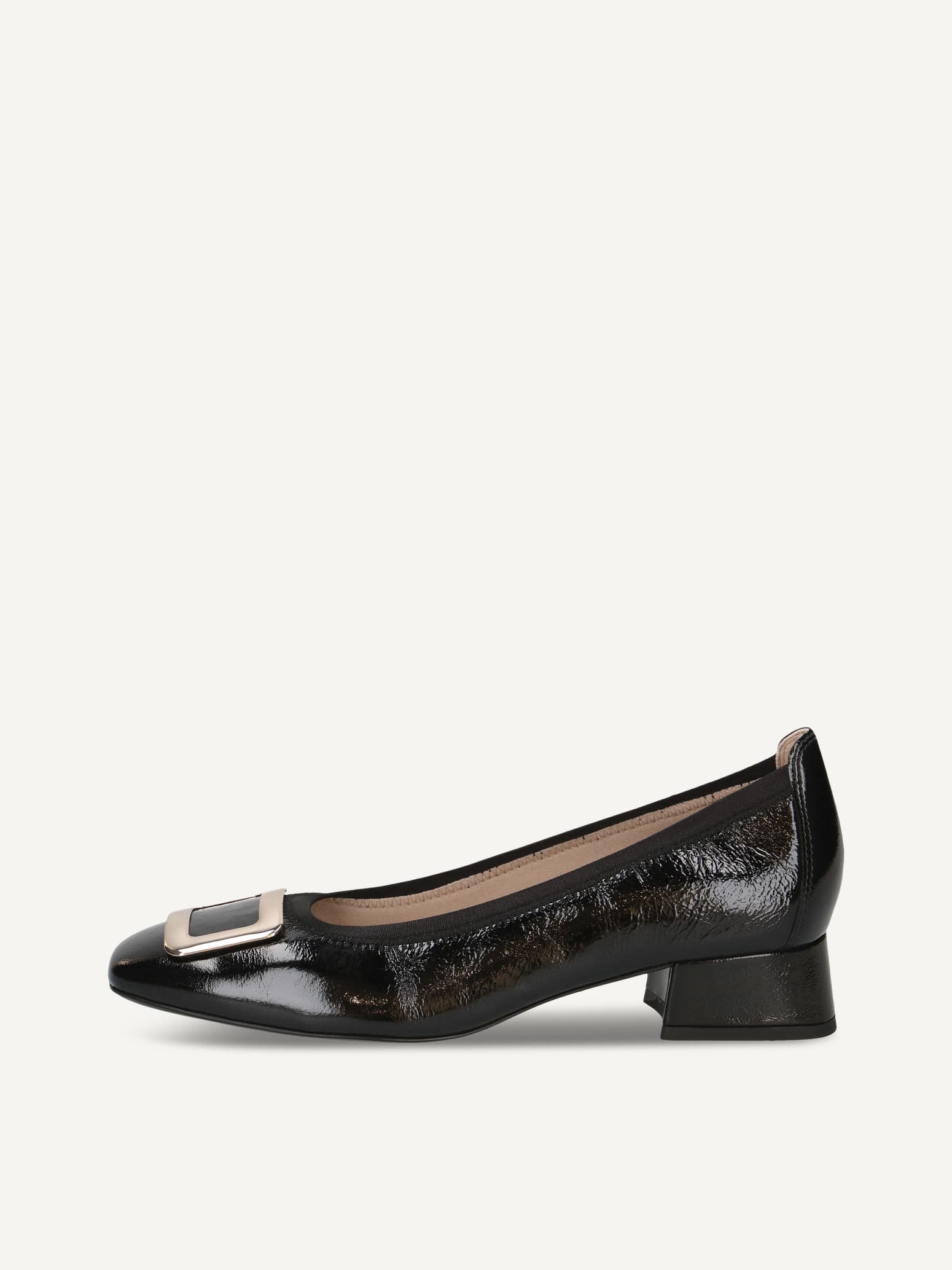 CAPRICE Pumps, black, made of Leather with Trapeze heel, Size 36