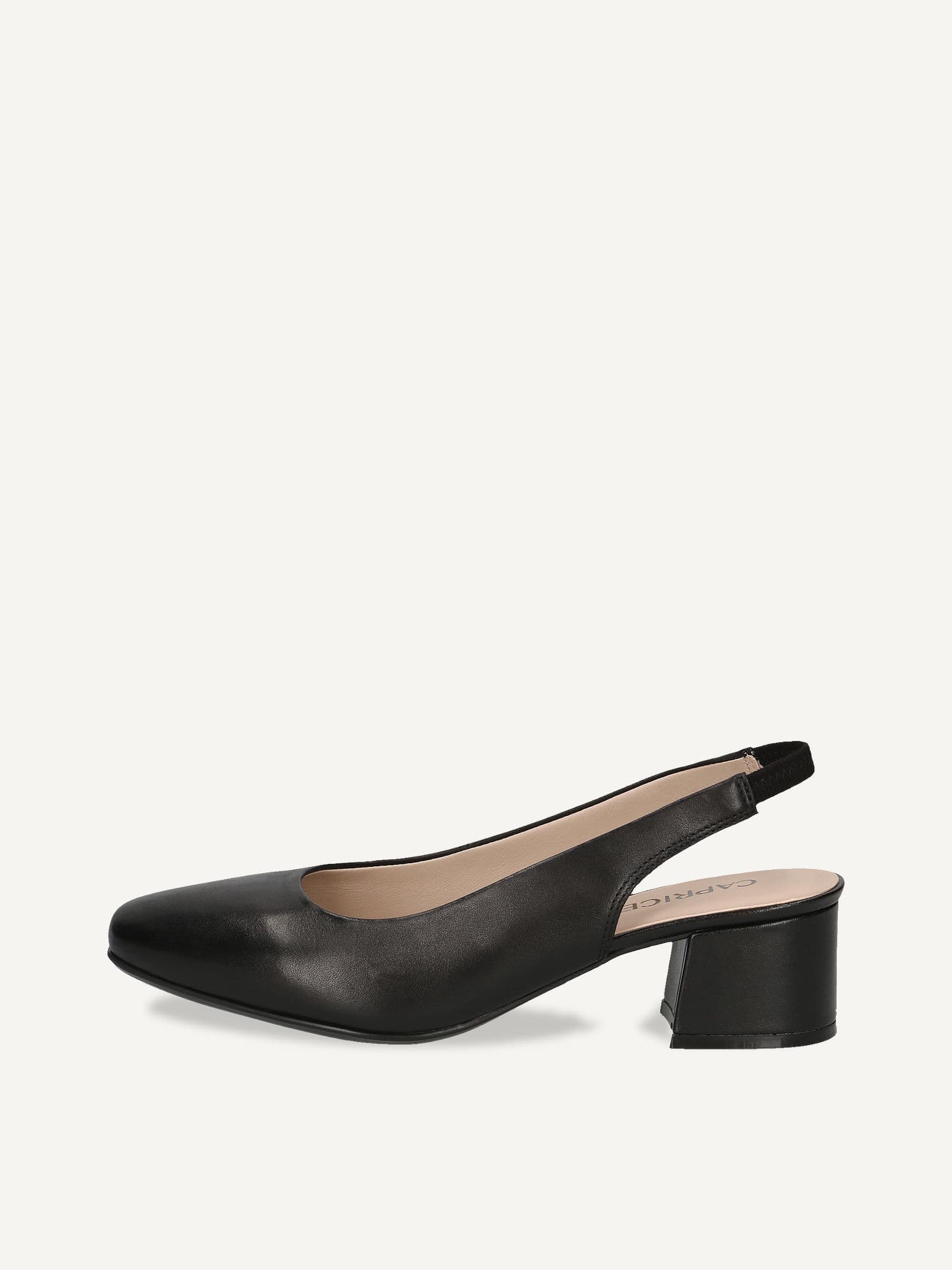 CAPRICE sling pumps, black, made of Leather with Trapeze heel, Size 36