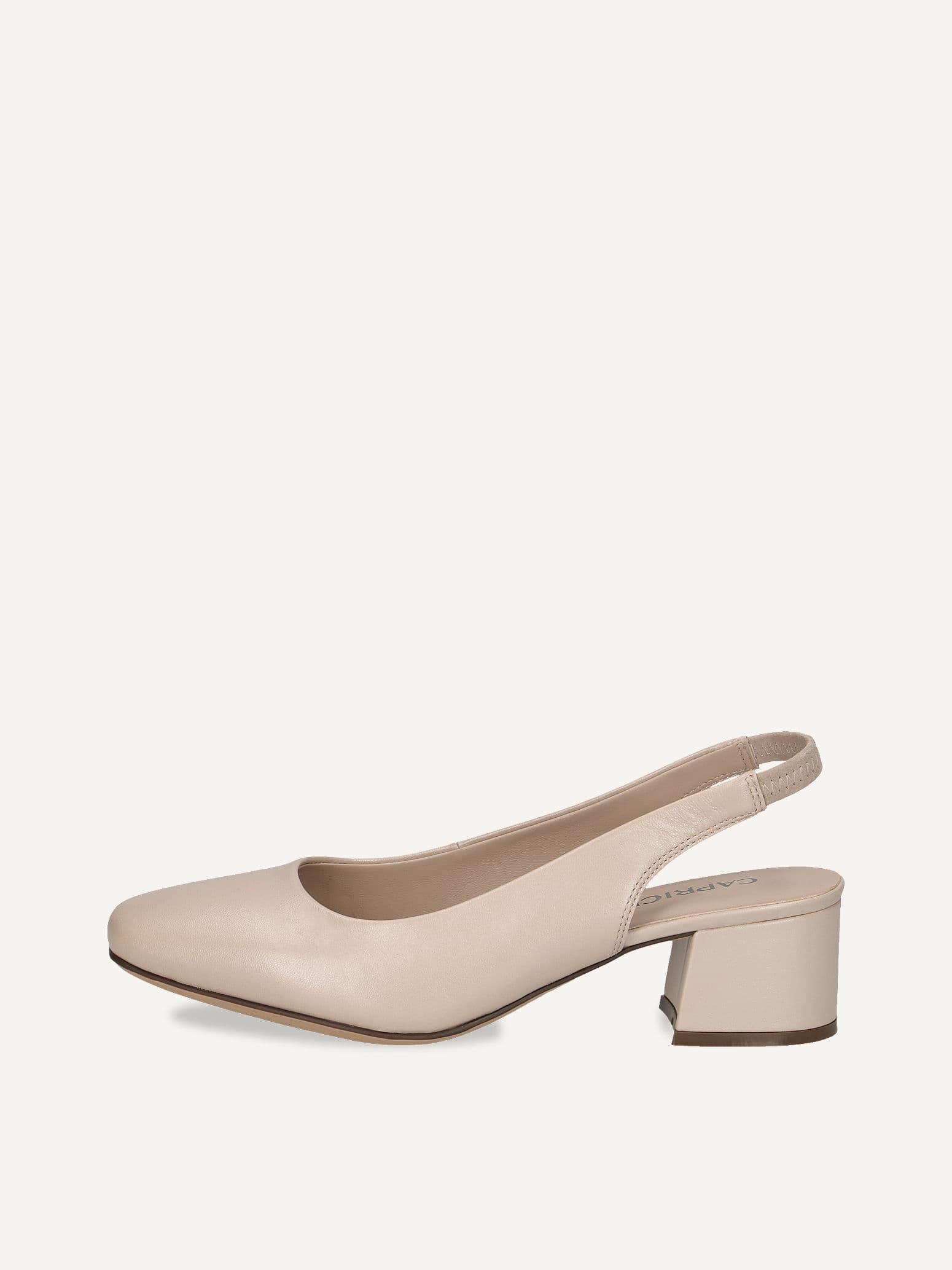 CAPRICE sling pumps, beige, made of Leather with Trapeze heel, Size 39