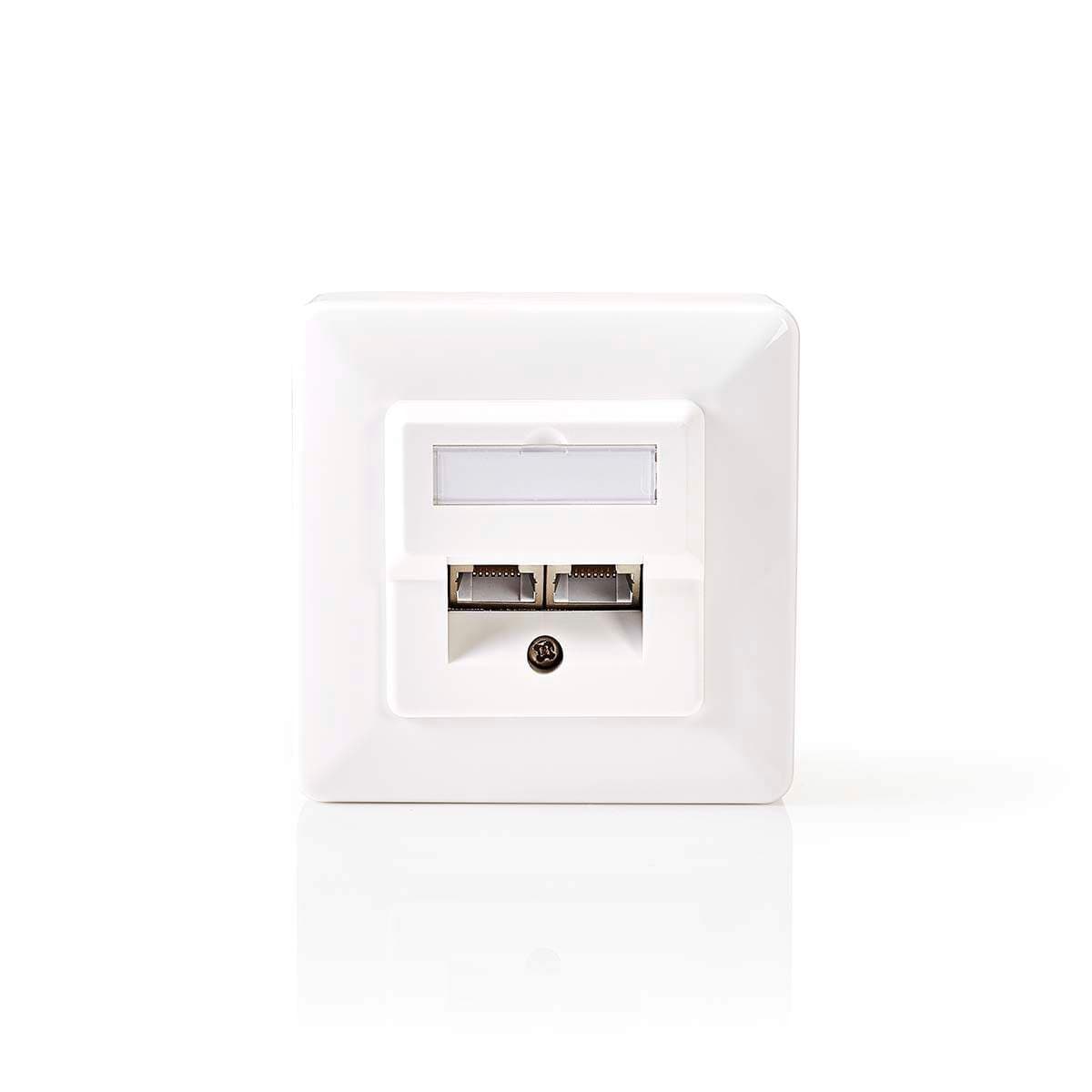 Network Wall Box | In-Wall | 2 port(ar) | CAT5e | Rak | Kvinna | Guldpläterad | ABS | Vit | Låda