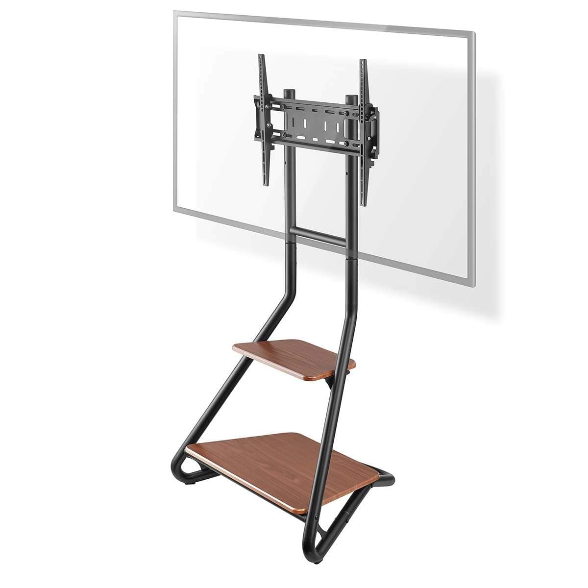 Golvstativ | 37 - 75 " | Maximal skärmvikt som stöds: 40 kg | Bauhaus Design | Justerbar förinställda höjder | MDF / Stål | Brun