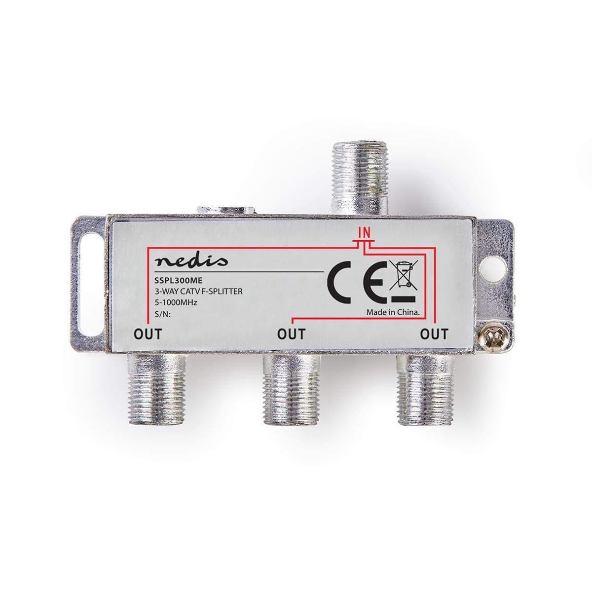 CATV Splitter | 5 - 1000 MHz | inkopplingsförlust: 6.8 dB | Antal utgångar: 3 | 75 Ohm | Zinc Alloy