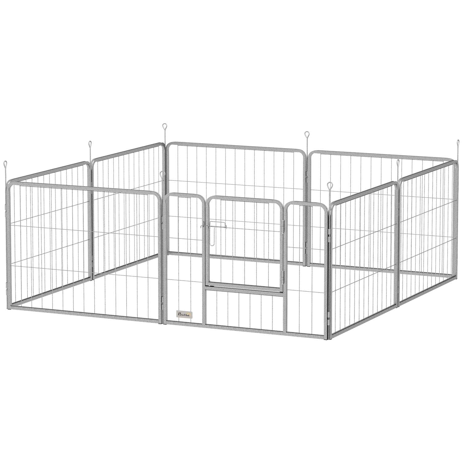 Puppy run 60 cm hög, 8-delad lekhage, valplekhage med bälte och dörr, utomhusinhägnad för små till medelstora hundar, marsvin, k