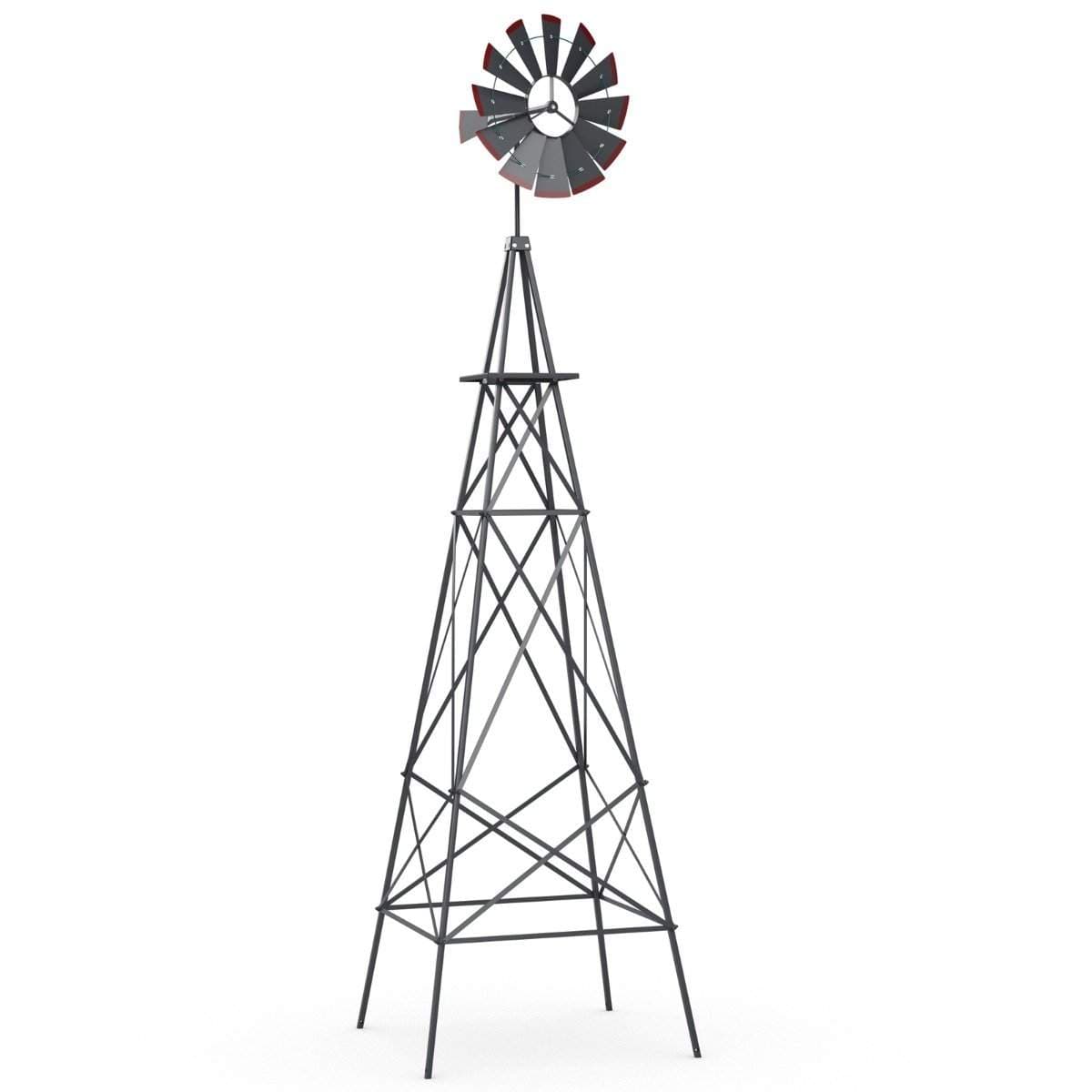 Metal Pinwheel med 4 stödben Väderbeständig väderkvarn för trädgård 67 x 67 x 253 cm Grå