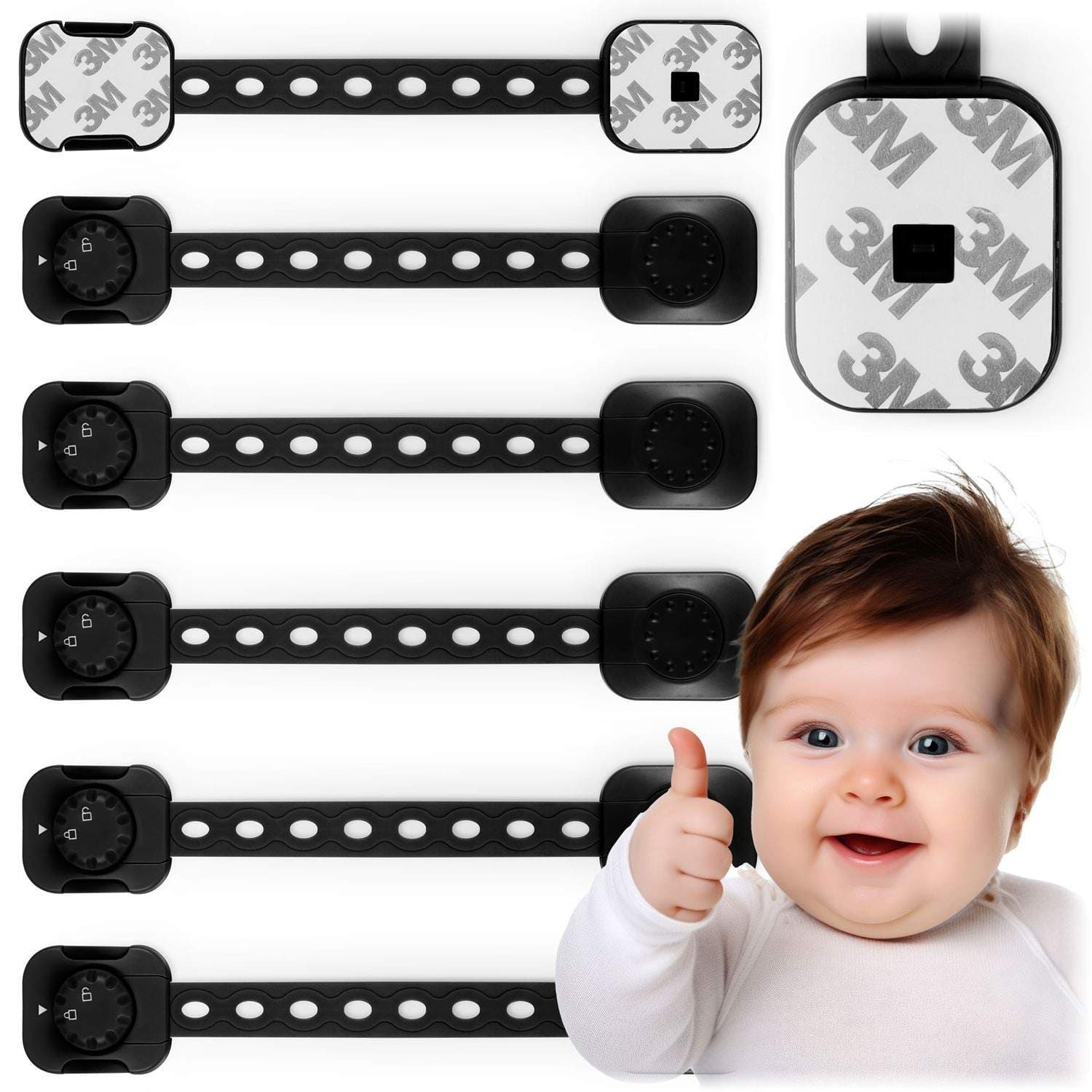 Säkerhetslås för skåp Ricokids 798202, 6-pack, Svart
