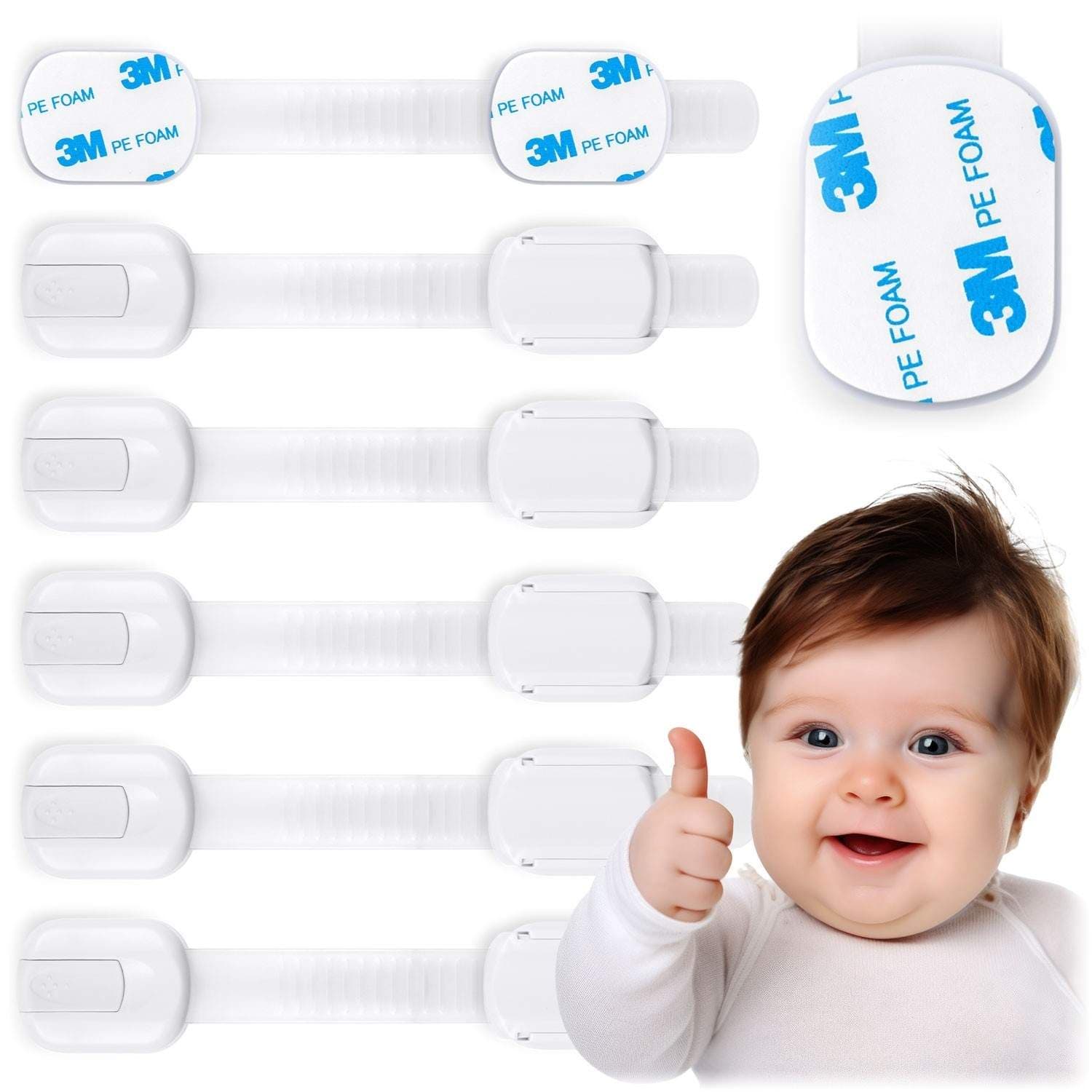 Säkerhetsspärr för skåpdörrar Ricokids 798100, 6-pack, vit