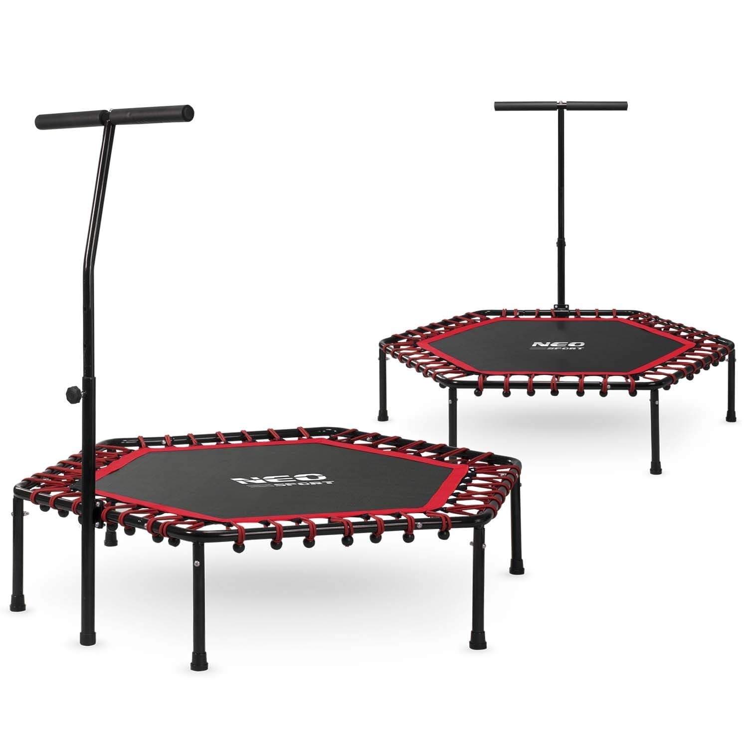 Fitness-trampolin med handtag 127 cm Neo-Sport - sexkantig röd