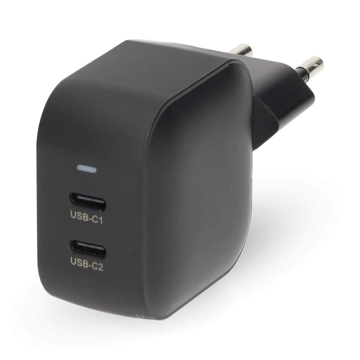 Väggladdare | 45 W | GaN | PD3.0 | Snabbladdningsfunktion | 2,25 / 3,0 A | Antal utgångar: 2 | 2x USB-C™ | Automatiskt spännings