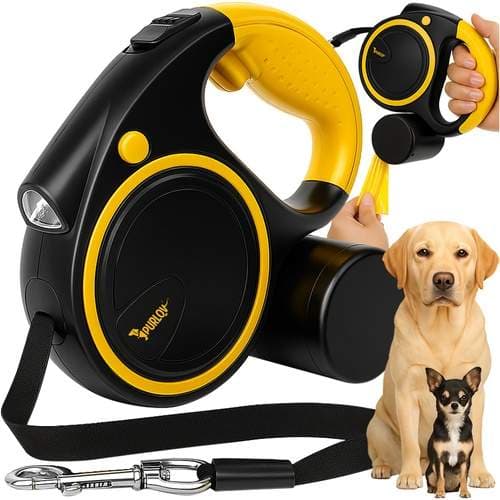 Automatisk hundkoppel med LED-ficklampa, 5m, 10-25kg