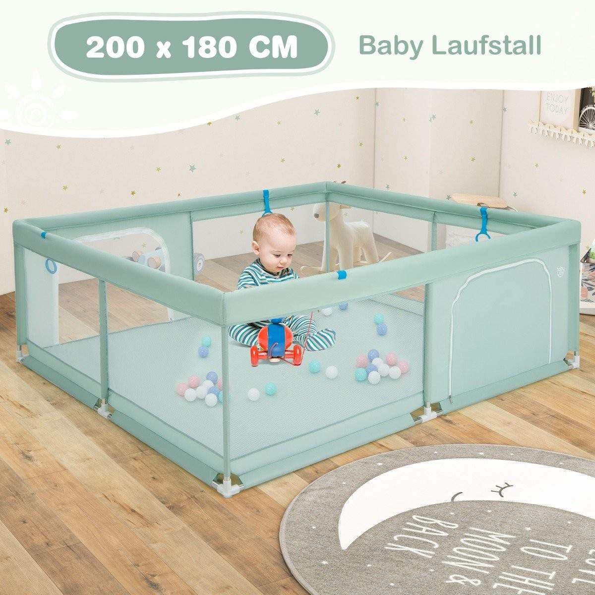 Babylekhage 200x180 cm med bollar & handtag – Safe Fun Zone