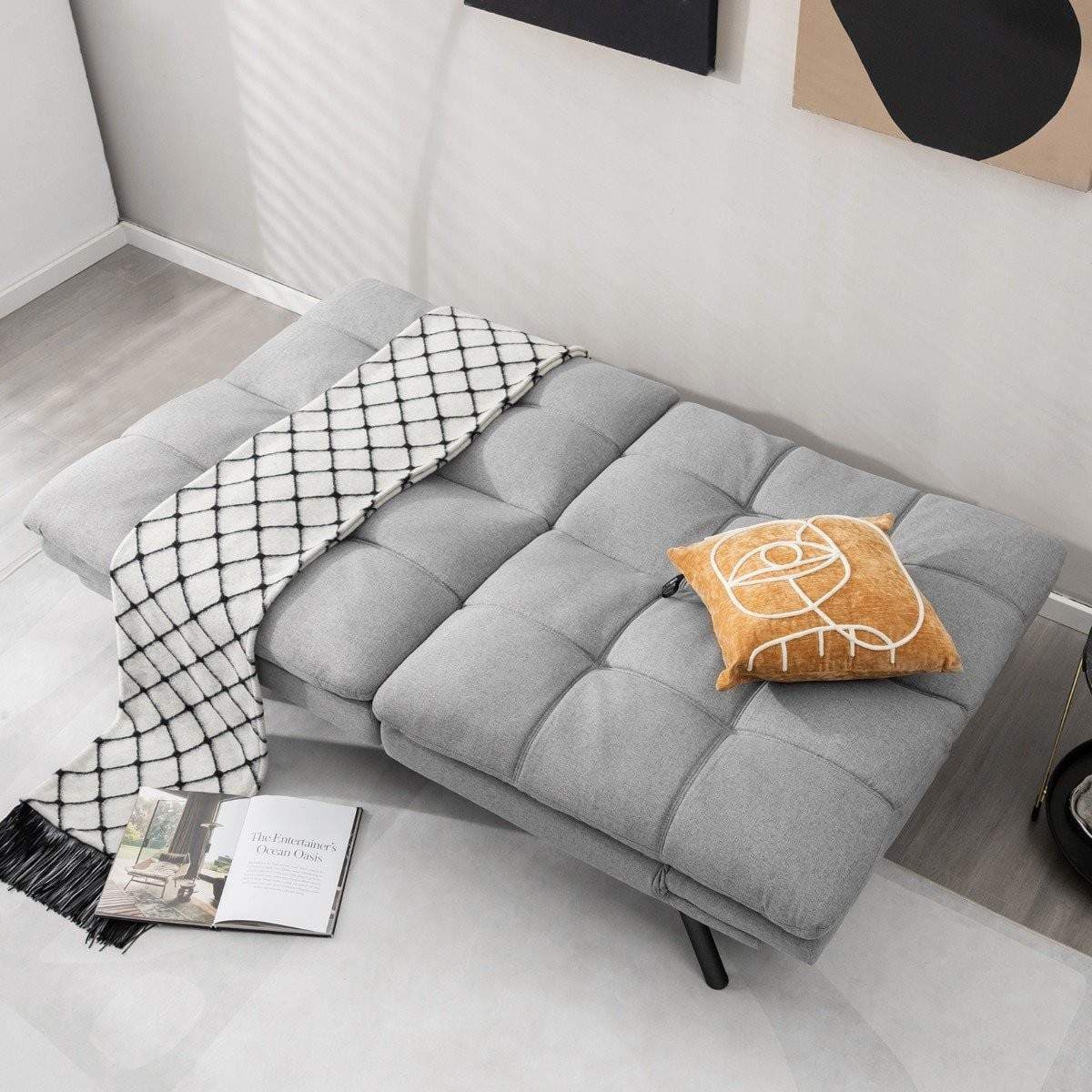 Cabriolet grå futon bäddsoffa – justerbar rygg och armar